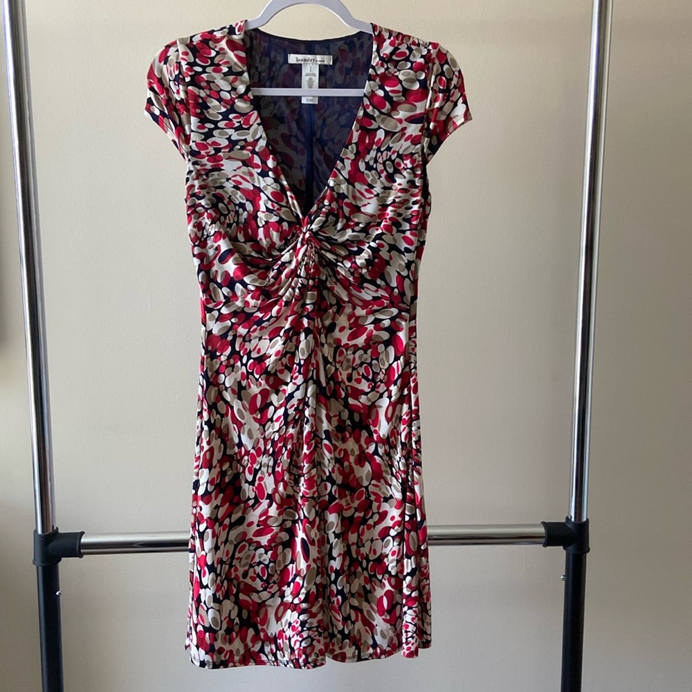 Flattering pink patterned knee length dress